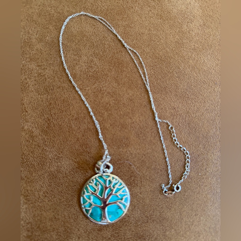 Sterling Silver 925 BBJ Turquoise Tree of Life Necklace - Picture 2 of 7